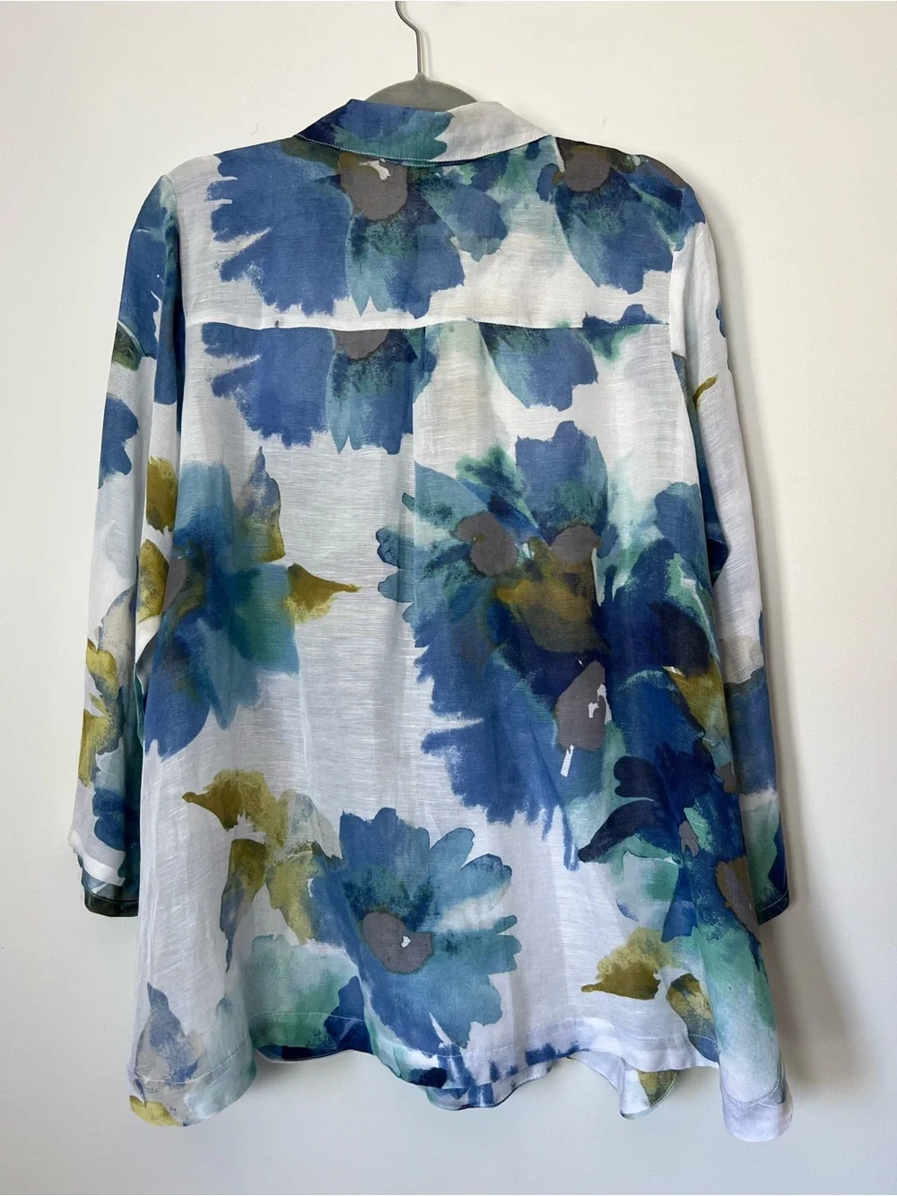Habitat 2 Piece Button-Front Shirt & Tank Watercolor Floral Spring Linen Blend - Picture 10 of 16